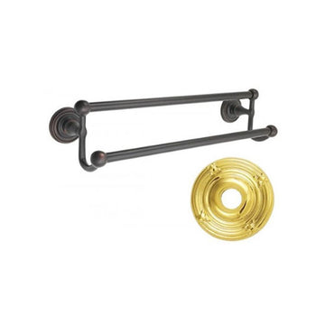 Emtek 30" Traditional Brass Double Towel Bar w/Ribbon & Reed Rosette